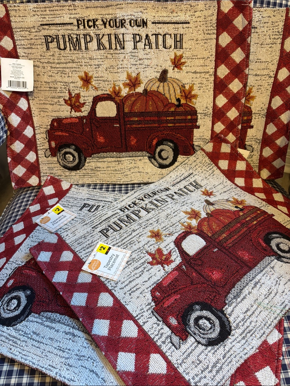 Pick Your Own Pumpkin Patch Tapestry seasonal place mats - set of four